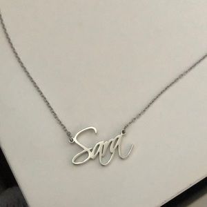 Stainless “Sara” nameplate necklace